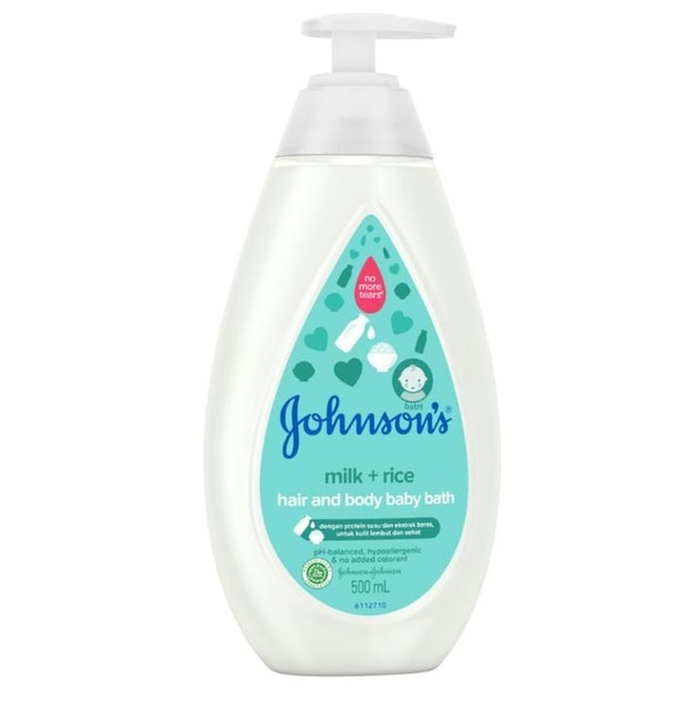 Johnson's Baby Milk + Rice Hair and Body Baby Bath 1