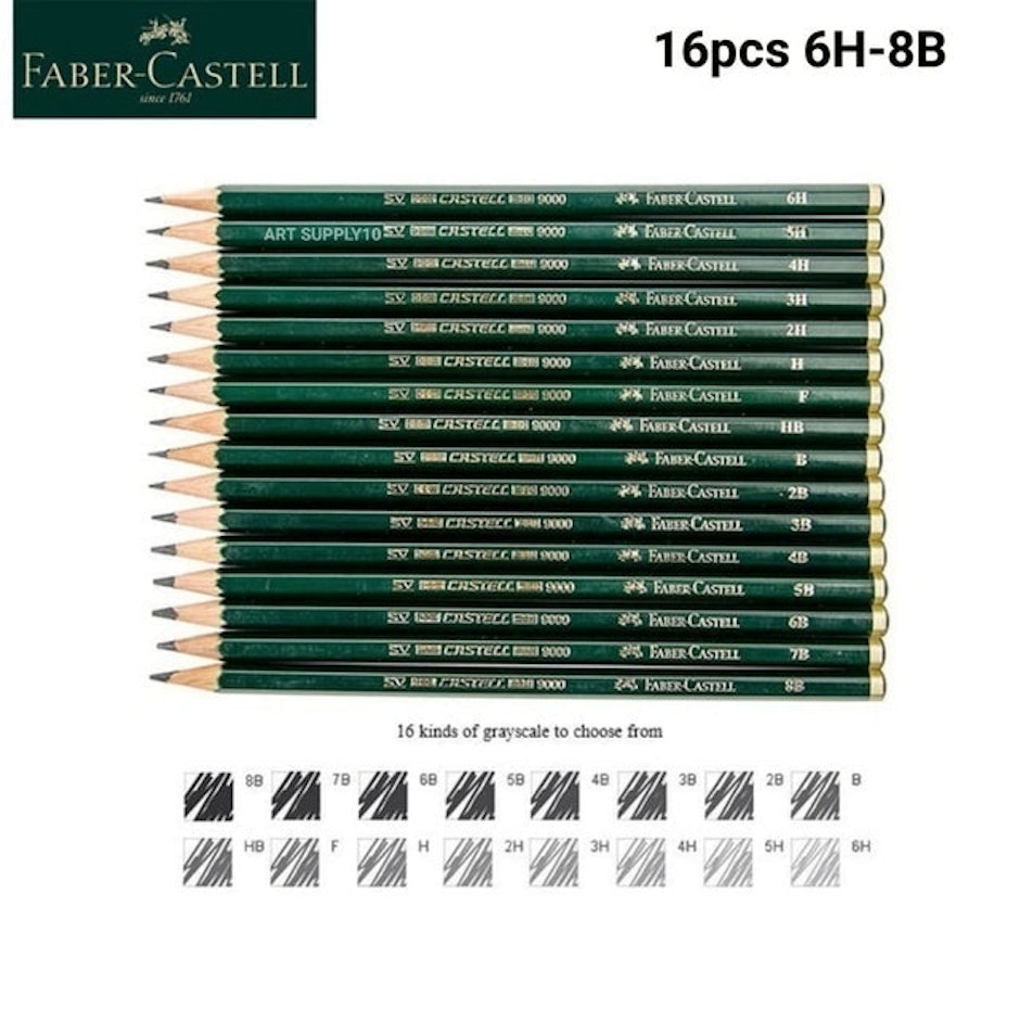 Faber Castell Pensil 9000 16 pcs 6H-8B translation missing: id.activerecord.decorators.item_part_image/alt