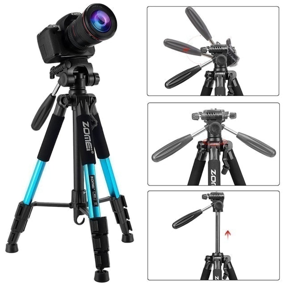 ZOMEi Q111 Lightweight Backpacking Tripod Kit 4-Section with 3-Way Pan Head and Carrying Case  translation missing: id.activerecord.decorators.item_part_image/alt