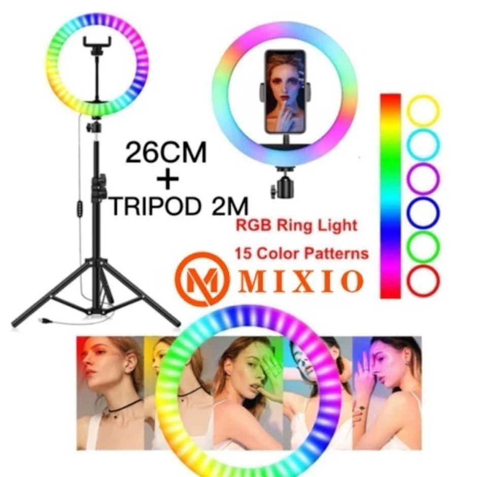 MIXIO Ring Light RGB Rainbow 26 cm + Tripod 2 m translation missing: id.activerecord.decorators.item_part_image/alt