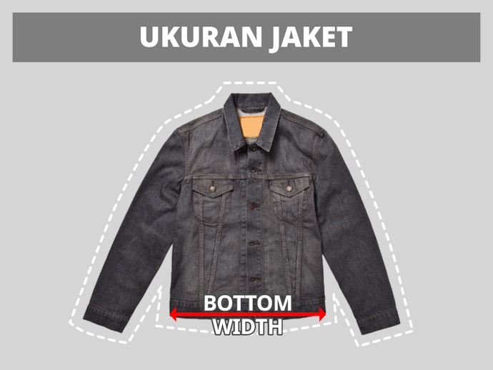Bottom width, jatuh di sekitar pinggang untuk tampilan ideal jaket