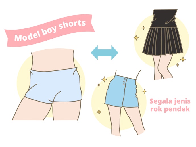 Boy shorts, dipakai saat Anda menggunakan rok pendek 
