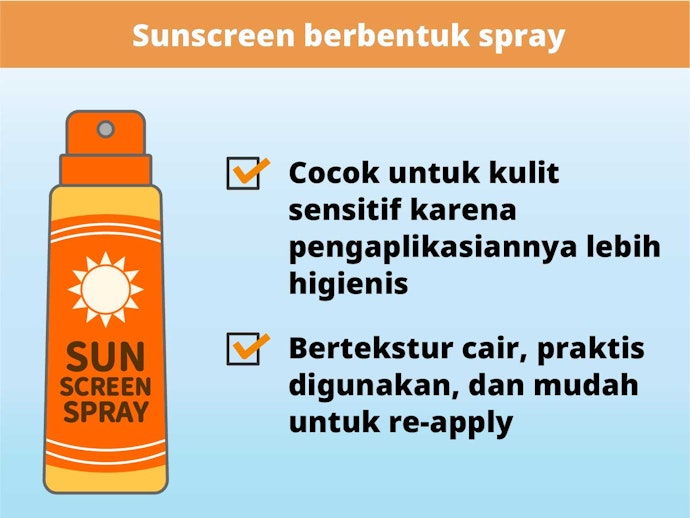 Spray: Praktis digunakan kapan saja, ideal untuk kulit sensitif