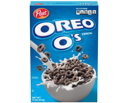 Sereal, berbentuk huruf O dengan rasa khas biskuit Oreo