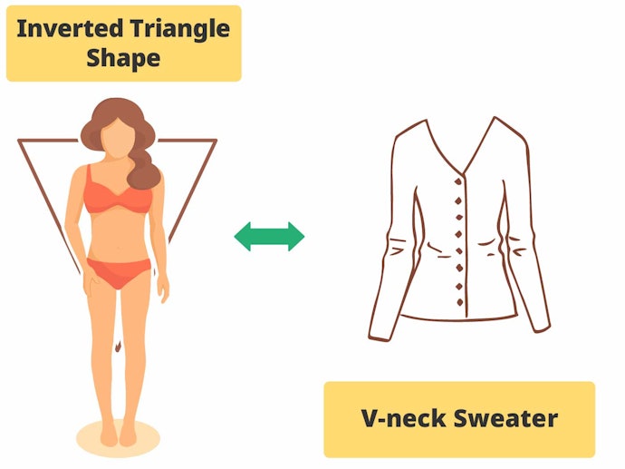 Badan berbentuk segitiga terbalik: V-neck sweater akan membuat bahu tampak lebih ramping