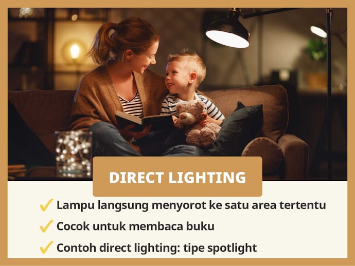 Direct lighting, penerangan untuk yang hobi membaca saat malam