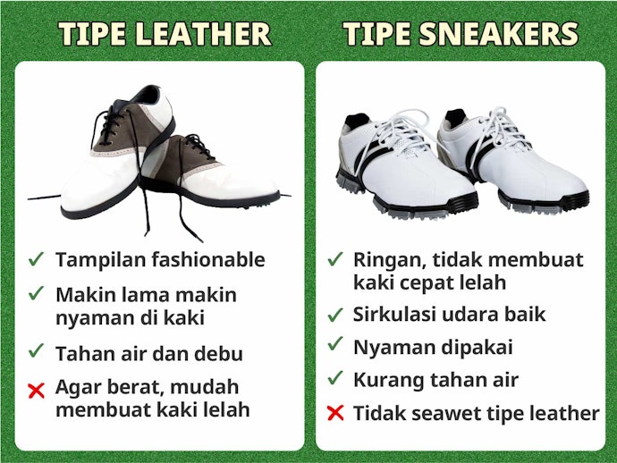 Sesuaikan upper sepatu golf dengan selera dan tujuan penggunaan