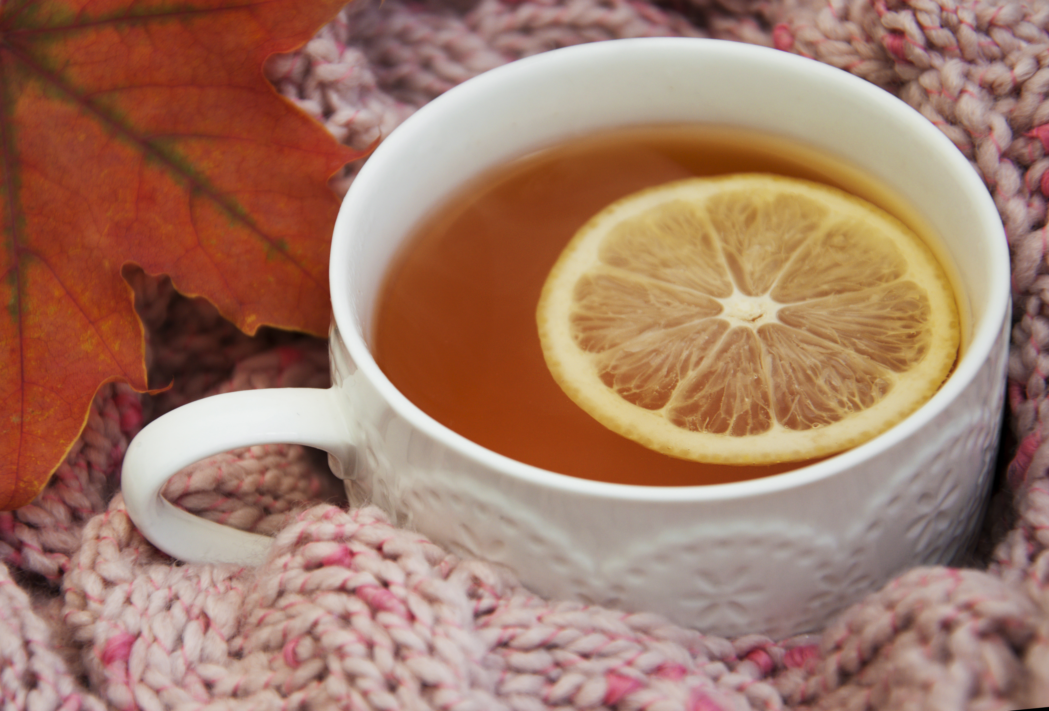 Чашка чая с лимоном и окно
