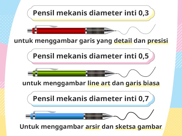 Sesuaikan diameter pensil mekanik dengan tujuan menggambar