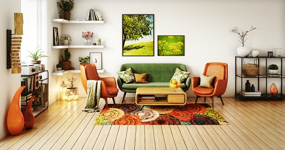 Tentukan motif karpet lantai dengan ruangan
