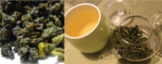 Oolong tea: Daun tehnya berbentuk bulatan kecil yang mengembang saat diseduh
