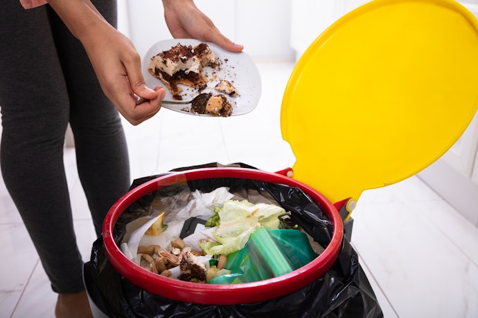 Dapur: Tempat sampah berpenutup untuk menjaga kebersihan area dapur