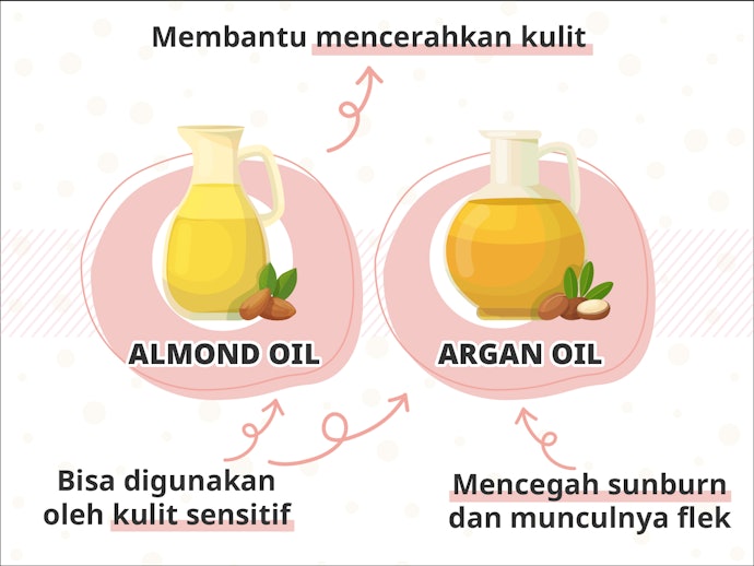 Argan oil atau almond oil, untuk efek mencerahkan
