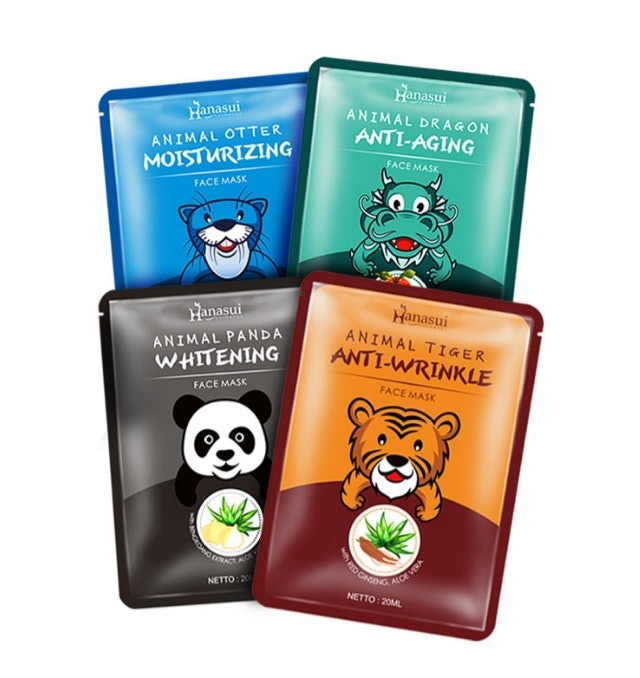 Sheet mask: Memiliki motif animal yang lucu serta mengandung lebih banyak serum