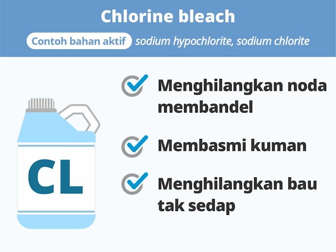 Chlorine bleach, untuk warna noda yang membandel