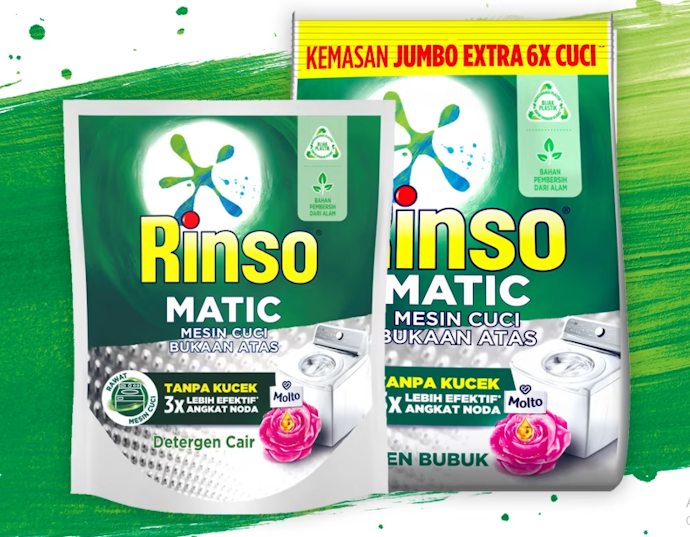 Rinso Matic Top Load, diformulasikan khusus agar mesin cuci tetap awet