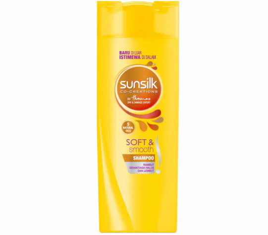 Shampo Sunsilk kuning, membantu rambut agar lebih halus dan lembut