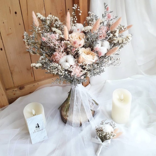 Jefe Flower Preserved Rose Rustic Wedding Bouquet 1