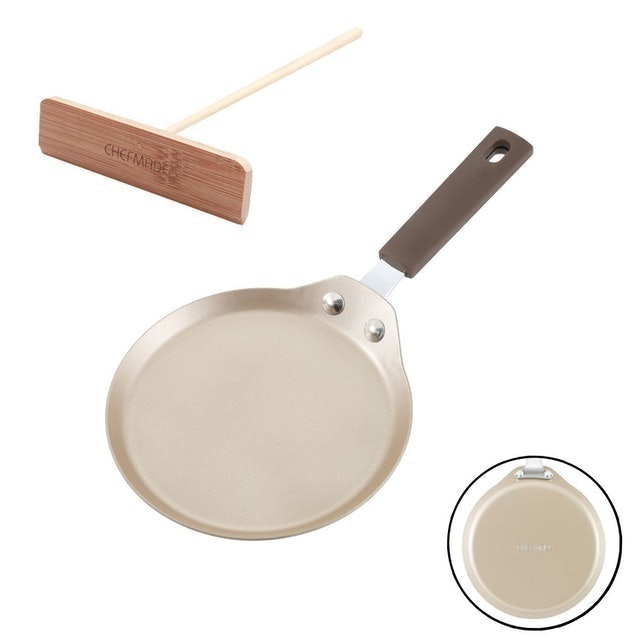 CHEFMADE 6" Round Crepe Pan With Bamboo Spreader 1