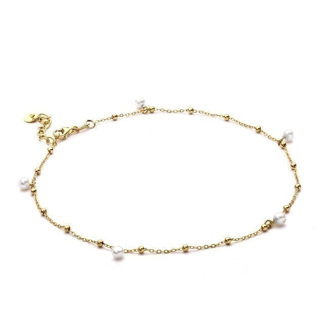 Aurum Lab Jessica Pearl Gold Anklet  1