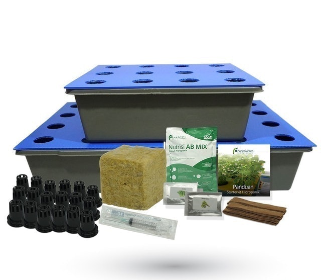 Purie Garden Paket Starter Kit Hidroponik (Wick System) 12 lubang 3 Bak 1