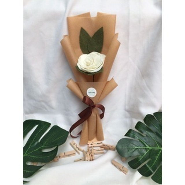 Buket Bunga Mawar Flanel Satu Tangkai 1