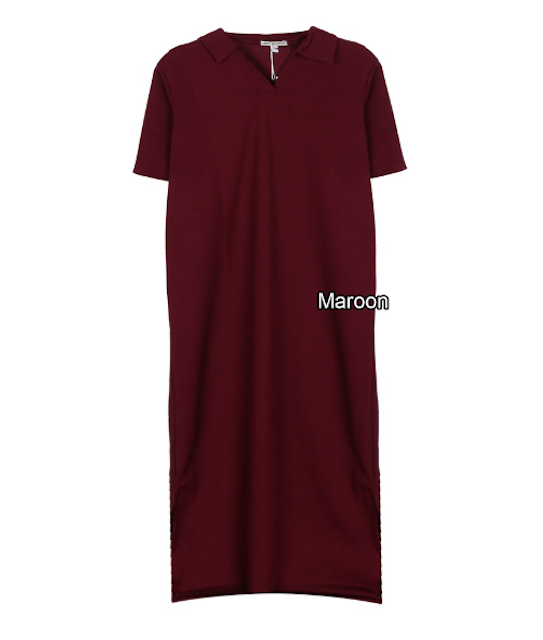 LEENBENKA Clairin Polo Dress Shirt Maroon 1