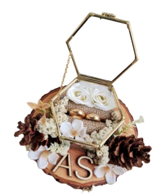 Mini Blossom Rustic Hexa Ring Box 1