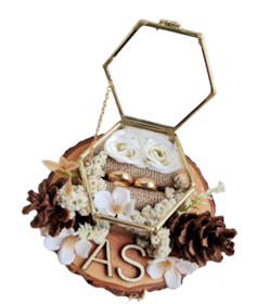 Mini Blossom Rustic Hexa Ring Box 1