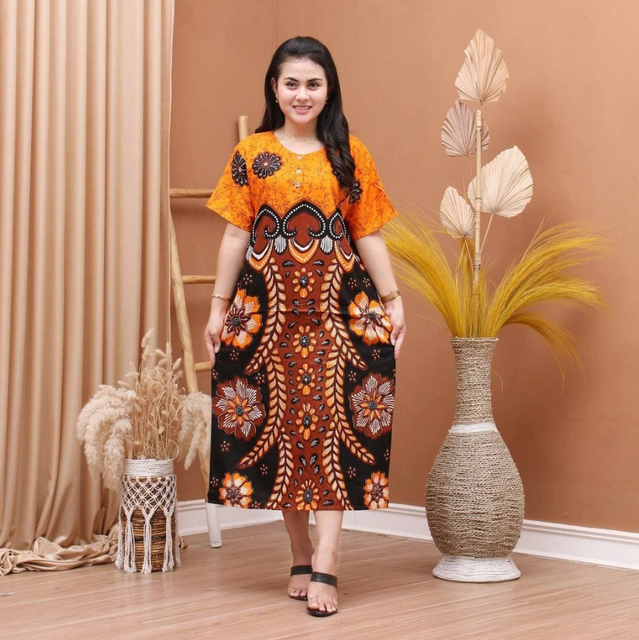 Batik Prass  Daster Batik Print Lengan Pendek Motif Abstrak 1