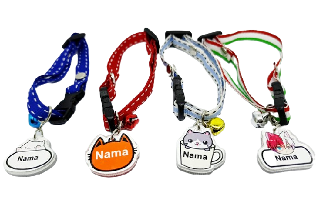 Takahiro Shoppu Kalung Kucing Motif Bintik Custom Nama Logo (Cat Tag) 1