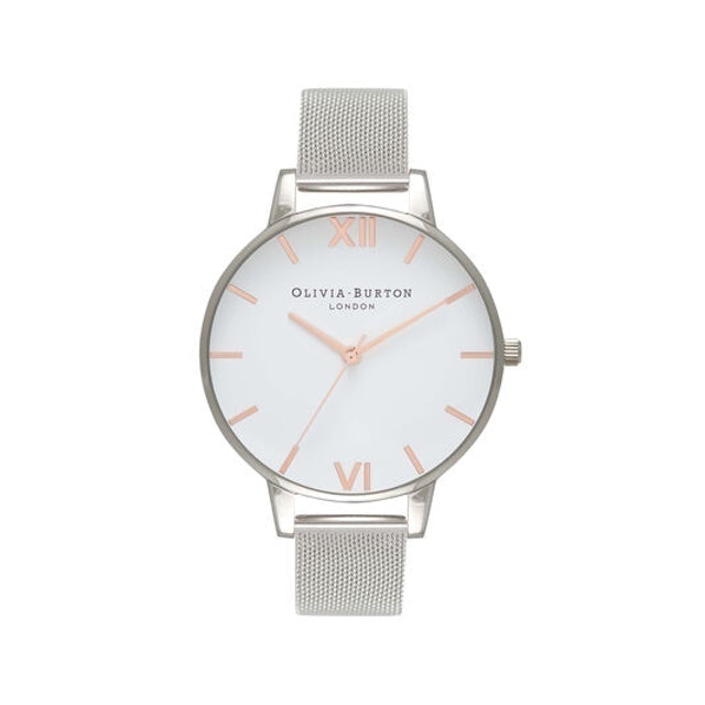 Olivia Burton White Dial Mesh Watch 1