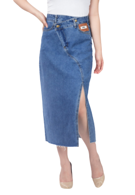 MKY Clothing Asymetric Midi Denim Skirt 1