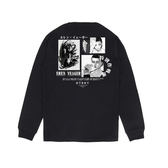 Otsky Kaos Lengan Panjang Anime Eren Yaeger Aot Attack on Titan Aot x LS 510 Rekomendasi210 RekomendasiPA - 9D 1