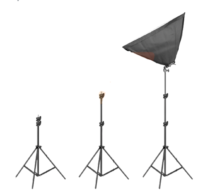 Paket Double Softbox 4 Socket E27 + Light Stand 2M + Extra Bag 1