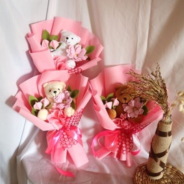 Buket Bunga Flanel Boneka Beruang  1