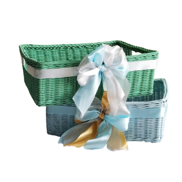 Keranjang Rotan Hampers Hiasan Pita 1