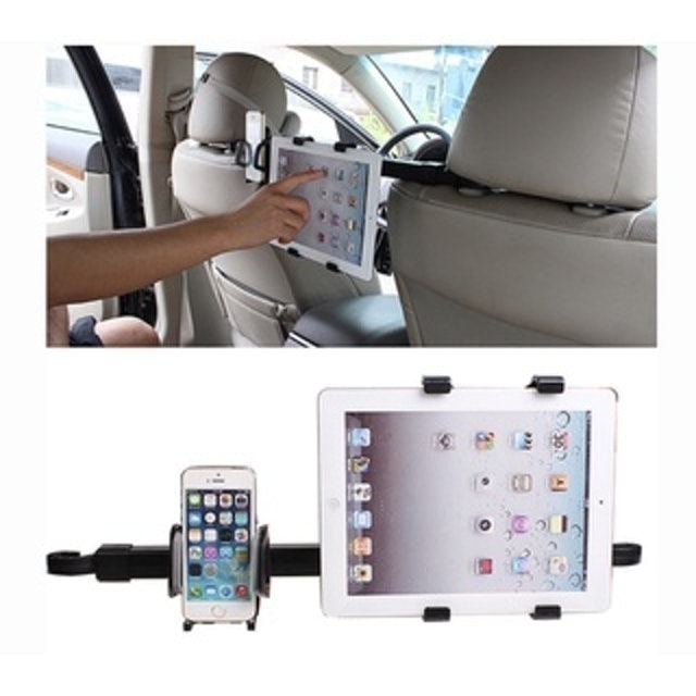 2-in-1 Car Back Seat Headrest Mount for Tablets and Phones 1