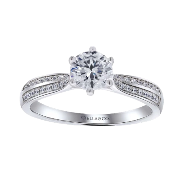 Ciella & Co. Solitaire Ring With Double Row Accents 1