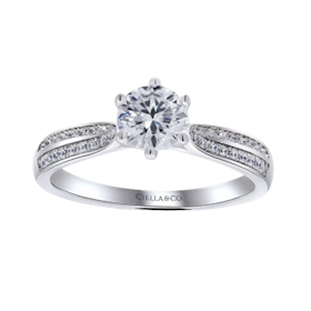 Ciella & Co. Solitaire Ring With Double Row Accents 1