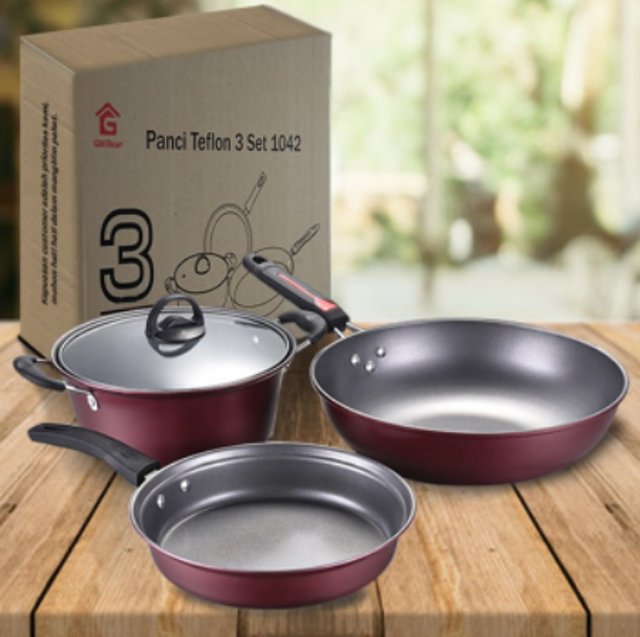GM Bear  Arria Panci Teflon Penggorengan Set 1