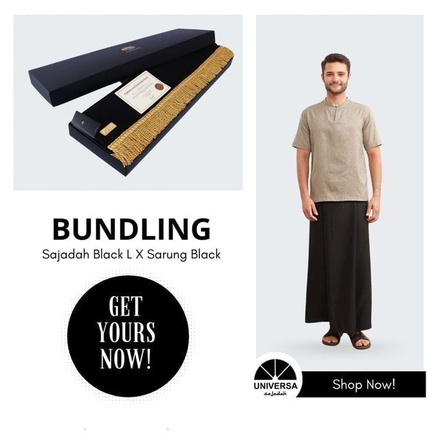 UNIVERSA Spesial Bundling Sajadah Dewasa Black L X Sarung Black 1