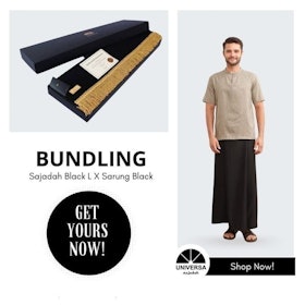 UNIVERSA Spesial Bundling Sajadah Dewasa Black L X Sarung Black 1