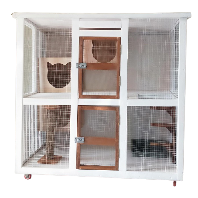 Kandang Kucing Kayu Tingkat Dua  1