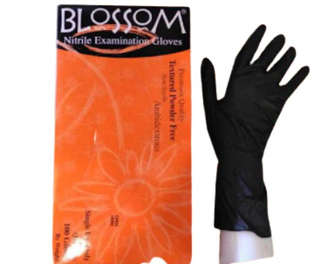 Mexpo International Blossom Black Nitrile Powder Free Textured Exam Gloves 1