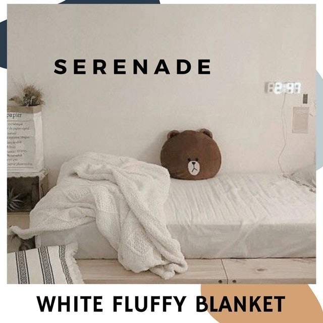Serenade Decor White Fluffy Blanket 1