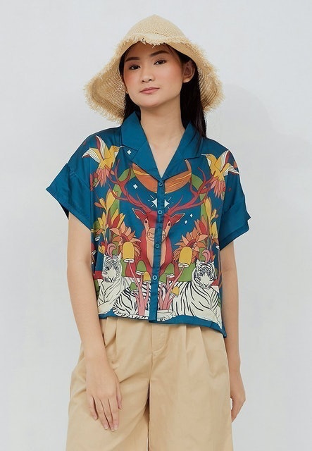 NONA Camila Top Suri Short Sleeve Indigo Blue 1