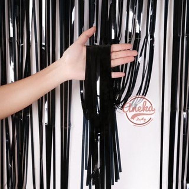 Black Foil Fringe Curtain  1