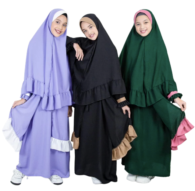 Bajuyuli Gamis Anak Syari Rempel Kombinasi  1
