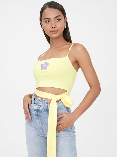 Pomelo  Waist Tie Flower Tank Top 1
